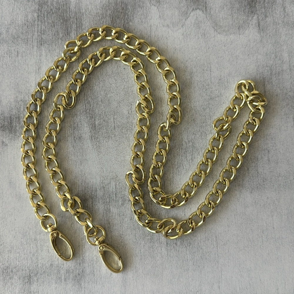 Clip on Gold Metal Chain Replacement Crossbody Bag Strap 44in long